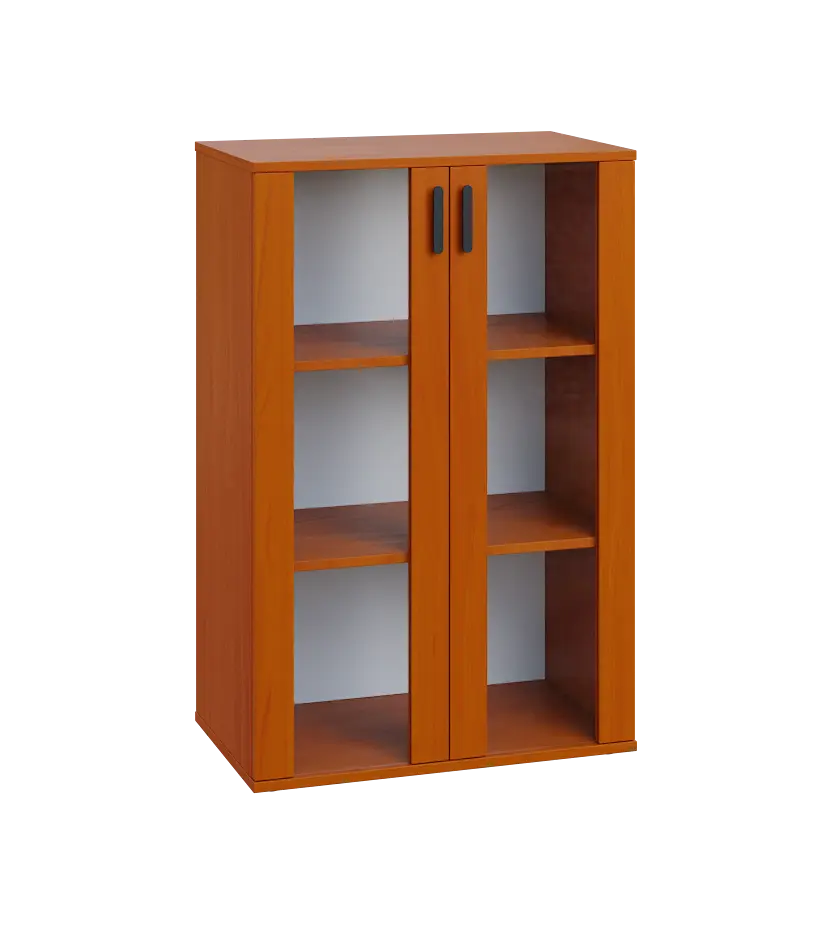 LN 3 - 7S kancelářská skříň, 2-dveřová, prosklená, 1107x720x400, třešeň šumavská